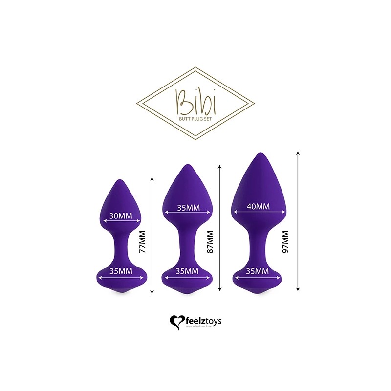 Zestaw plugów analnych - FeelzToys Bibi Purple 3 szt